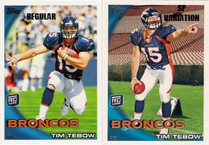 2010 Topps Football Tim Tebow RC SP Variation
