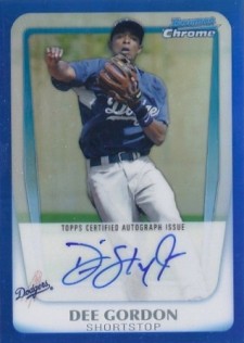 2011 Bowman Chrome Blue Refractors Autographs Dee Gordon Image