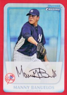 2011 Bowman Chrome Baseball Red Refractors Manny Banuelos 5 Image