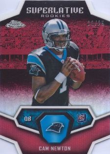 2011 Topps Chrome Football Superlative Rookies Red Refractors Cam Newton 25 Image