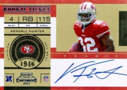 2011 Playoff Contenders Football Rookie Ticket Autographs Kendall Hunter 260x184 Image