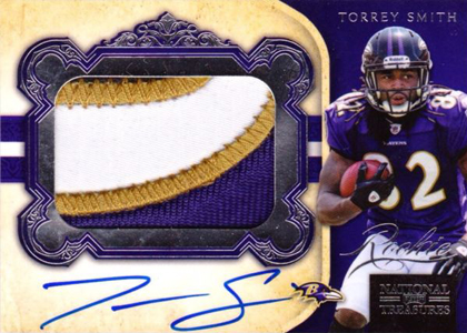 2011 National Treasures Football Autographed Patch 313 Torrey Smith Image