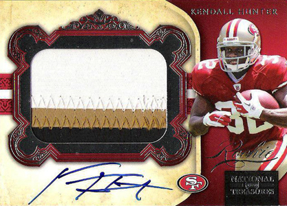 2011 National Treasures Football Autographed Patch 322 Kendall Hunter Image