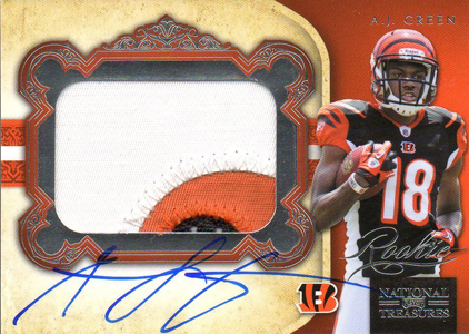 2011 National Treasures Football Autographed Patch 329 AJ Green Image