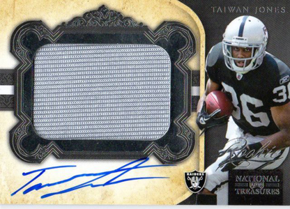 2011 National Treasures Football Autographed Patch 332 Taiwan Jones Image
