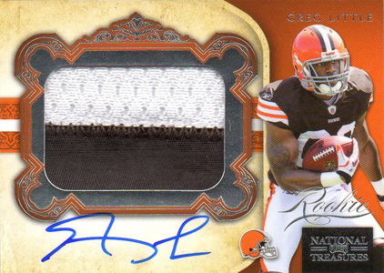 2011 National Treasures Football Autographed Patch 333 Greg Little Image