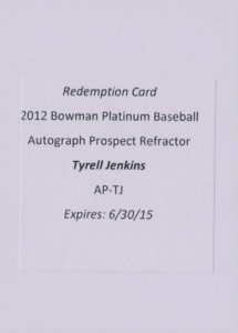2012 Bowman Platinum Prospect Autographs Tyrell Jenkins 215x300 Image