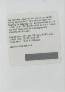 2012 SPx Football Rookie Auto Jersey 78 Trent Richardson Redemption 2012 SPx Football Rookie Auto Jersey 78 Trent Richardson Redemption 212x300 Image