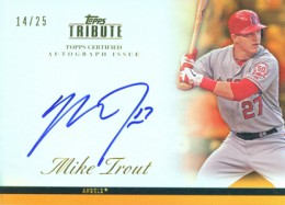 2012 Topps Tribute Mike Trout Gold Autograph MTR2 2012 Topps Tribute Mike Trout Gold Autograph MTR2 260x187 Image